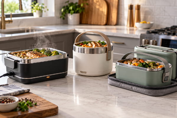 Portable heated lunch box used for travel and outdoor work